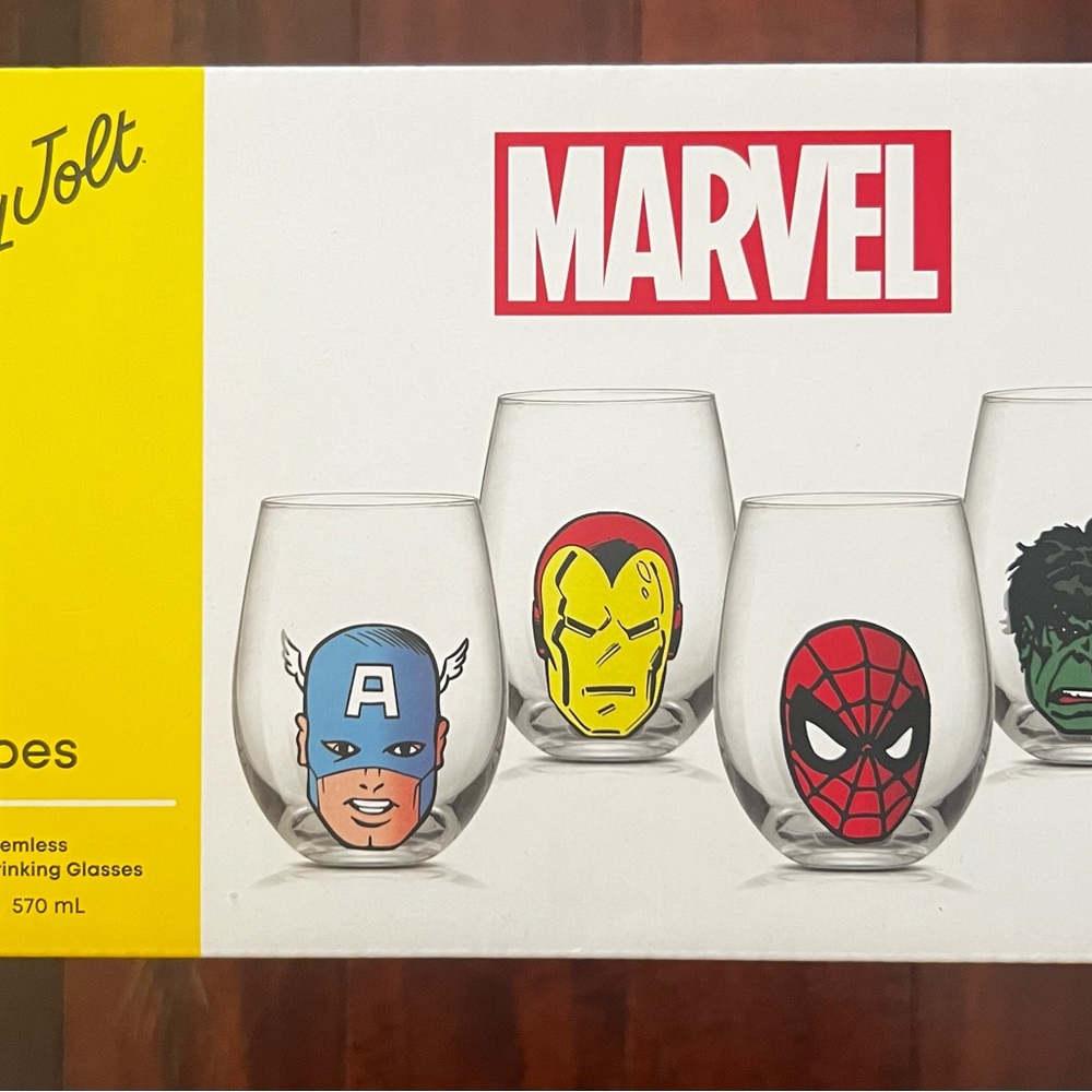 Marvel Heroes Stemless Glass Set - Red, Blue, Green